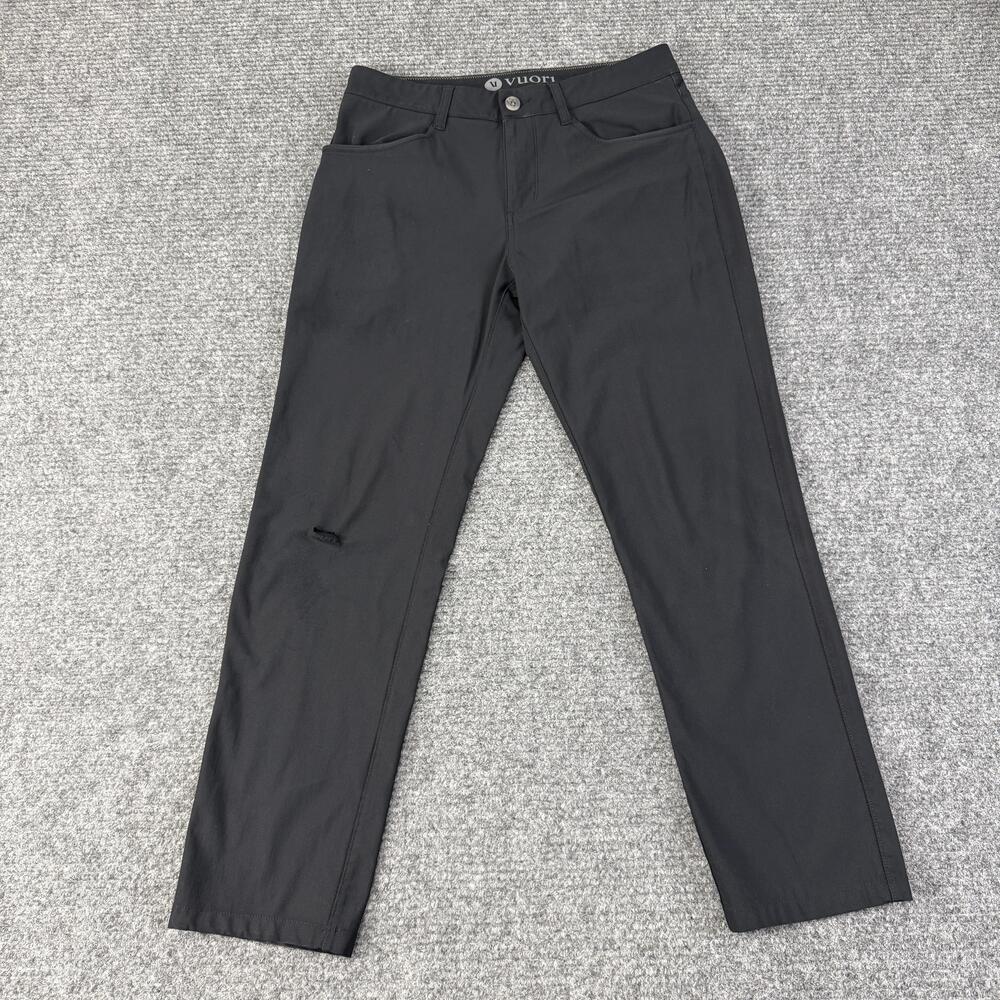 Vuori Pants Mens 30 Black Stretch Performance Casual 5 Pocket 30x28 Knee Tear